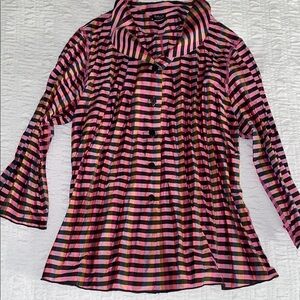 Beluva San Francisco Women's Pink/Black Crinkle Striped Top